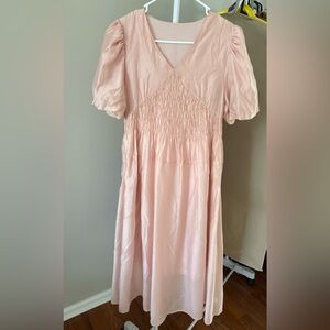 Elegant Pink Puff Sleeve Dress